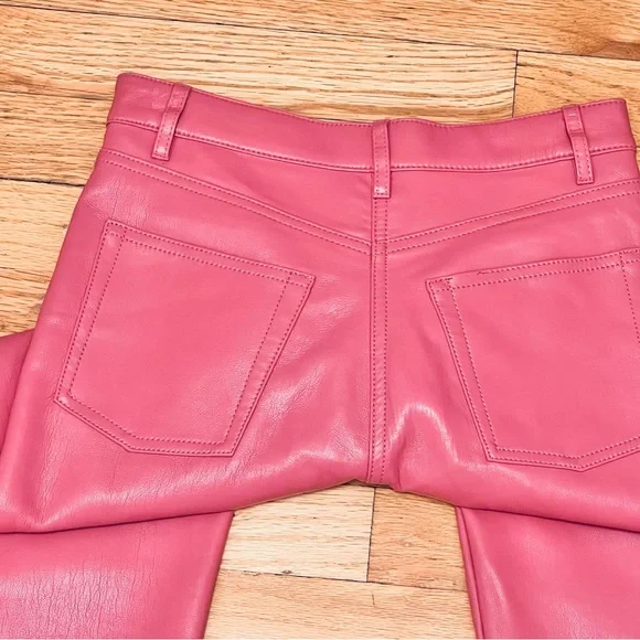 Wilfred Aritzia The Melina Faux Vegan Leather Straight Leg Pants Size 0 Pink - Picture 8 of 10